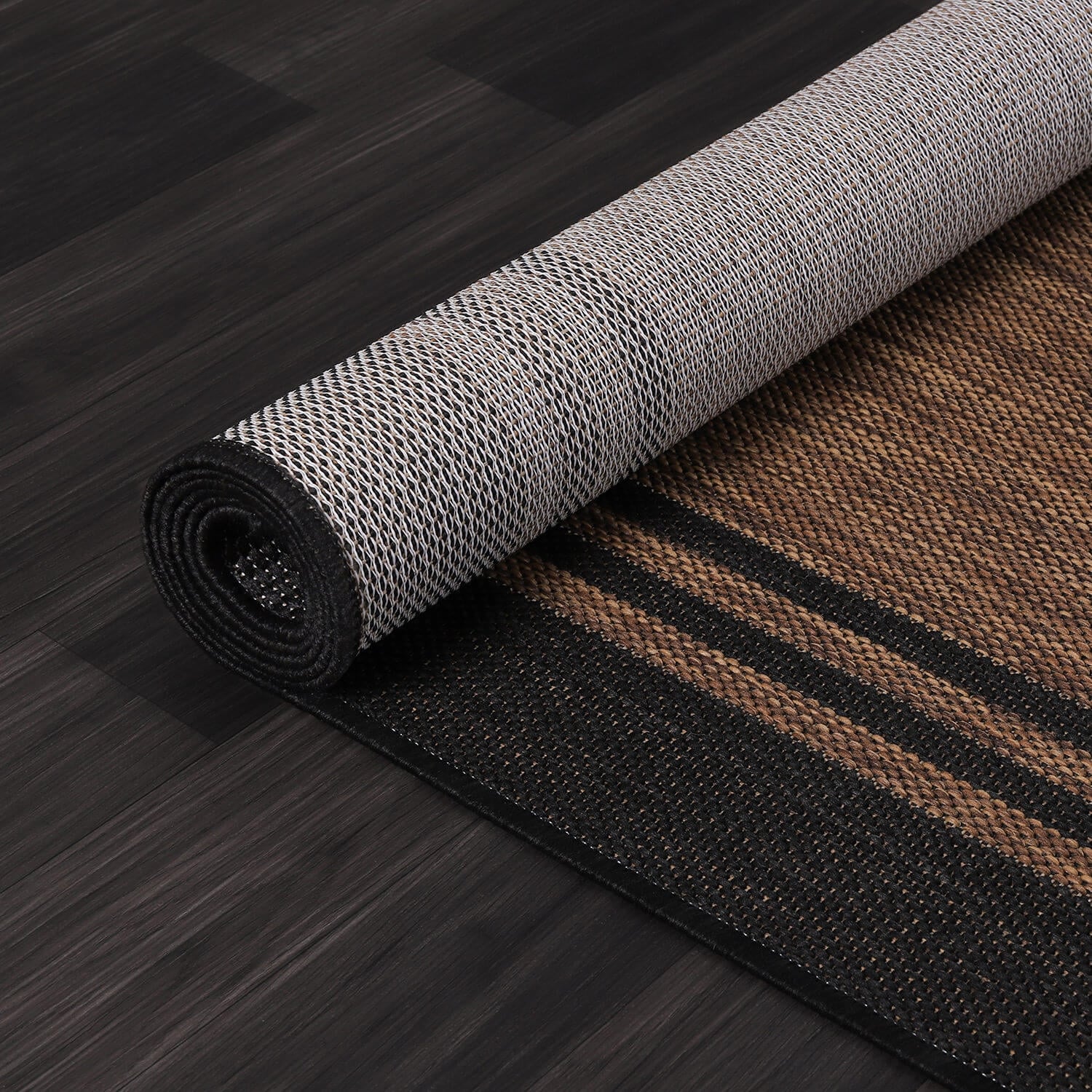 Tapis d'intérieur et d'extérieur lavable à bordures pour patio, terrasse et porche