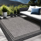 Tapis d'intérieur et d'extérieur lavable à bordures pour patio, terrasse et porche