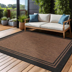 Tapis d'intérieur et d'extérieur lavable à bordures pour patio, terrasse et porche