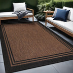 Tapis d'intérieur et d'extérieur lavable à bordures pour patio, terrasse et porche