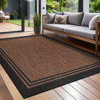 Tapis d'intérieur et d'extérieur lavable à bordures pour patio, terrasse et porche