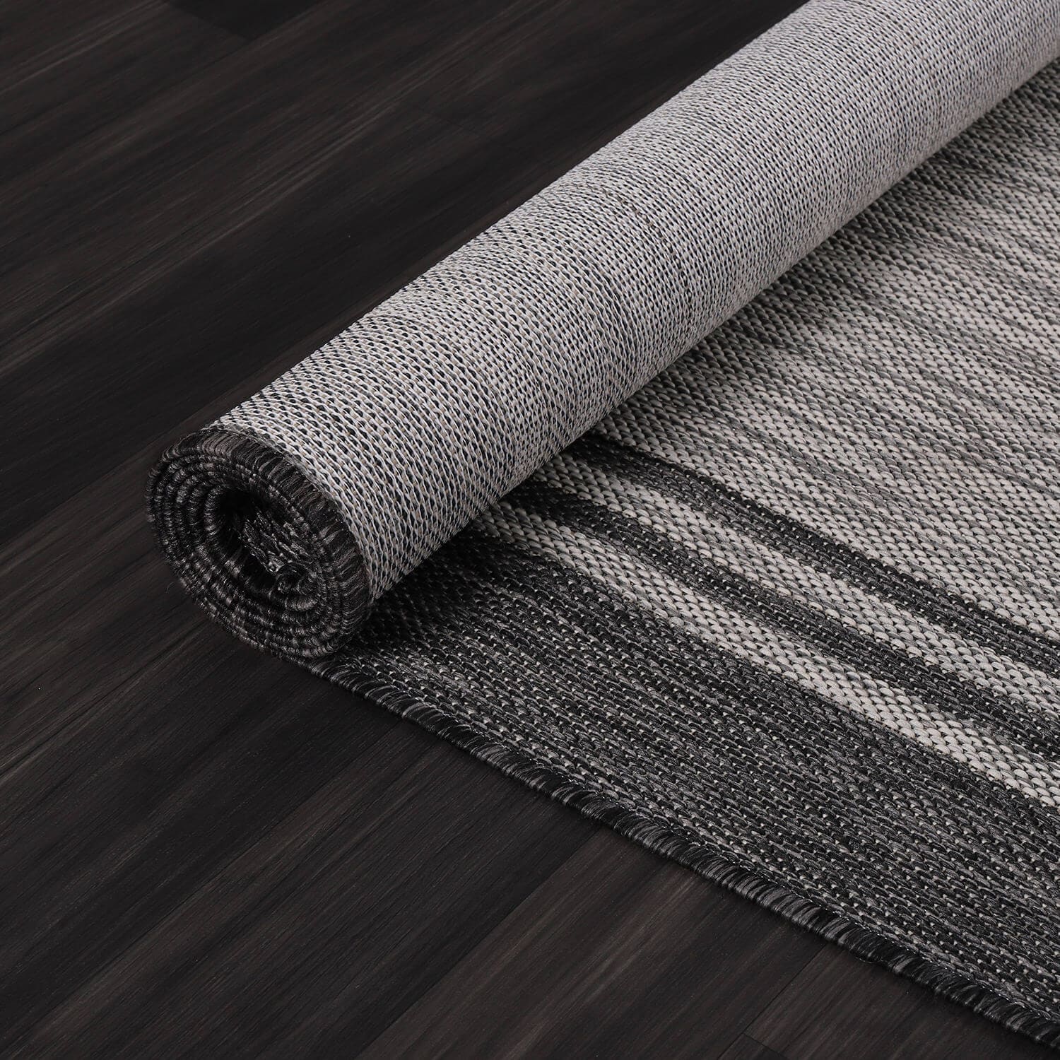 Tapis d'intérieur et d'extérieur lavable à bordures pour patio, terrasse et porche