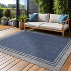 Tapis d'intérieur et d'extérieur lavable à bordures pour patio, terrasse et porche