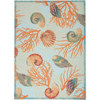 Tapis d'intérieur et d'extérieur Waverly Sun &amp; Shade Shore Thing à motif de coquillages tropicaux et floraux