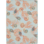 Tapis d'intérieur et d'extérieur Waverly Sun &amp; Shade Shore Thing à motif de coquillages tropicaux et floraux
