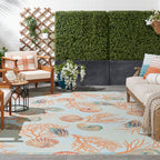 Tapis d'intérieur et d'extérieur Waverly Sun &amp; Shade Shore Thing à motif de coquillages tropicaux et floraux