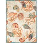 Tapis d'intérieur et d'extérieur Waverly Sun &amp; Shade Shore Thing à motif de coquillages tropicaux et floraux