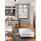 Brume de fleurs sauvages I - Impression encadrée personnalisée - bleu, blanc, gris, jaune, vert, argent, or