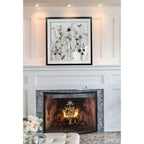 Brume de fleurs sauvages I - Impression encadrée personnalisée - bleu, blanc, gris, jaune, vert, argent, or