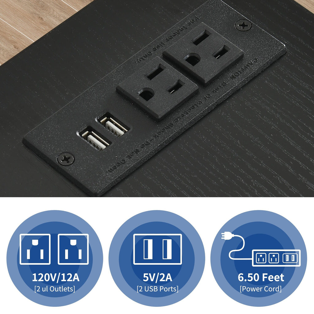 Classeur latéral mobile en bois avec station de charge verrouillable, compatible avec les dossiers de format A4, Lettre et Légal