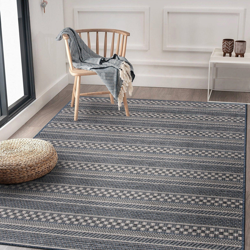 Tapis d'intérieur/extérieur à rayures géométriques bohèmes World Rug Gallery