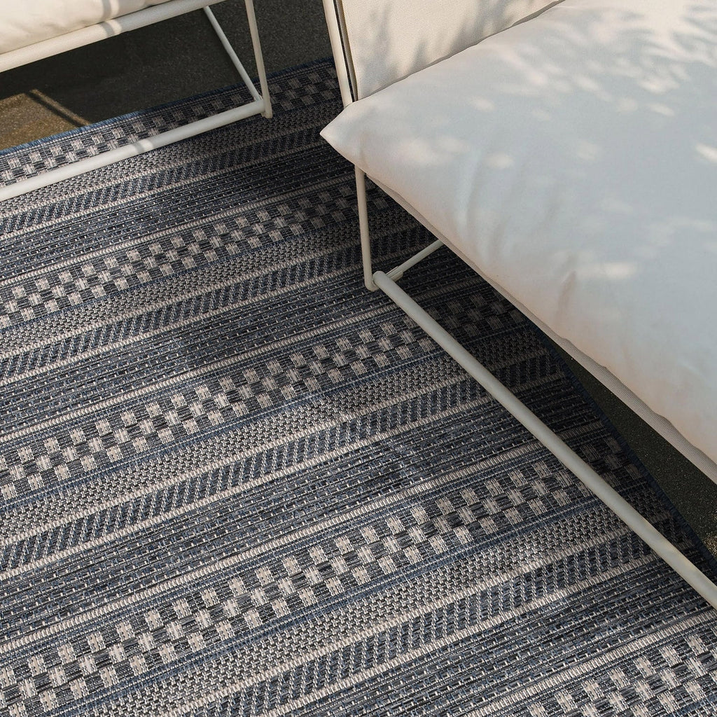 Tapis d'intérieur/extérieur à rayures géométriques bohèmes World Rug Gallery