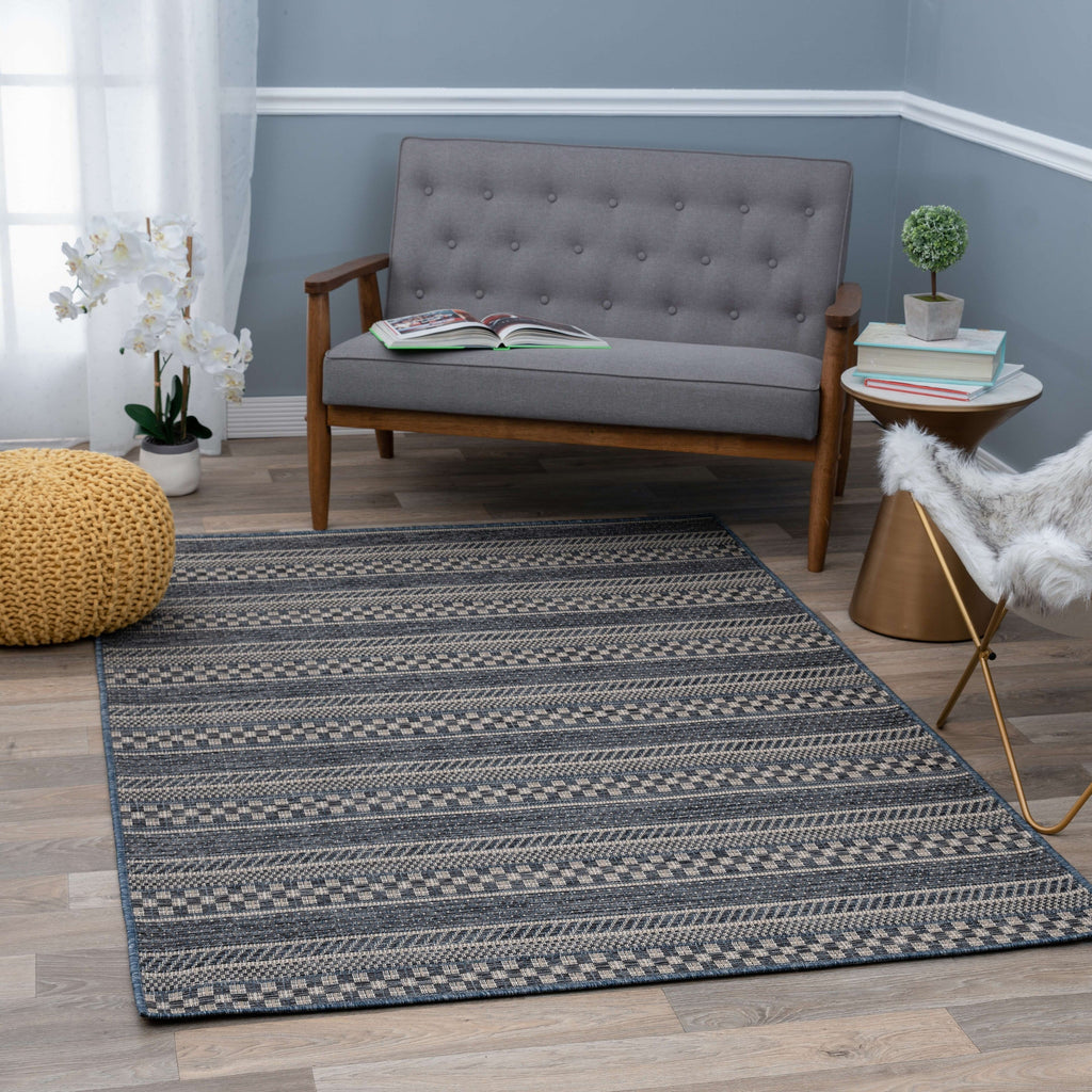 Tapis d'intérieur/extérieur à rayures géométriques bohèmes World Rug Gallery