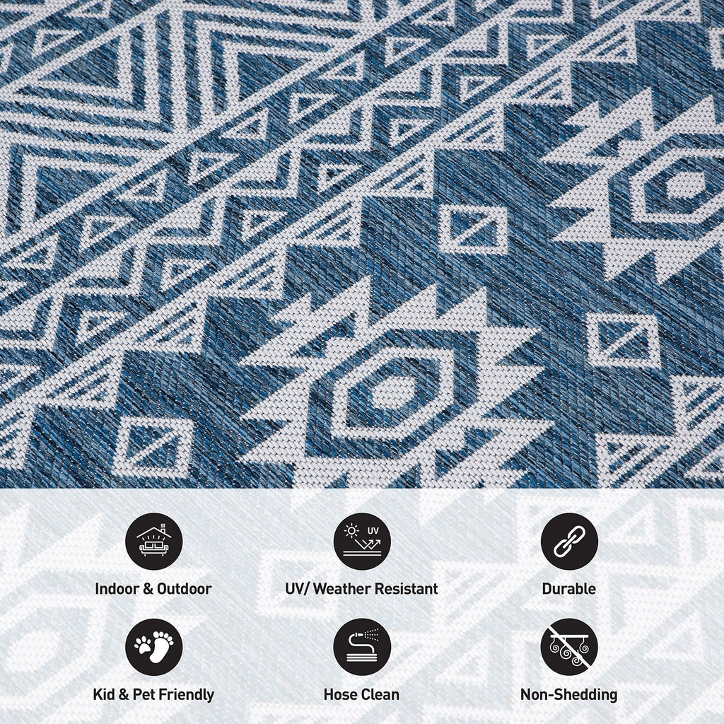 Tapis d'intérieur/extérieur texturé à motif géométrique bohème vieilli World Rug Gallery