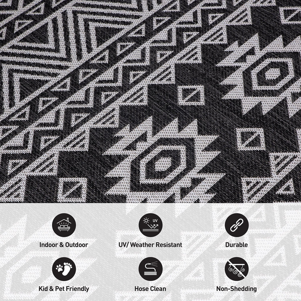 Tapis d'intérieur/extérieur texturé à motif géométrique bohème vieilli World Rug Gallery