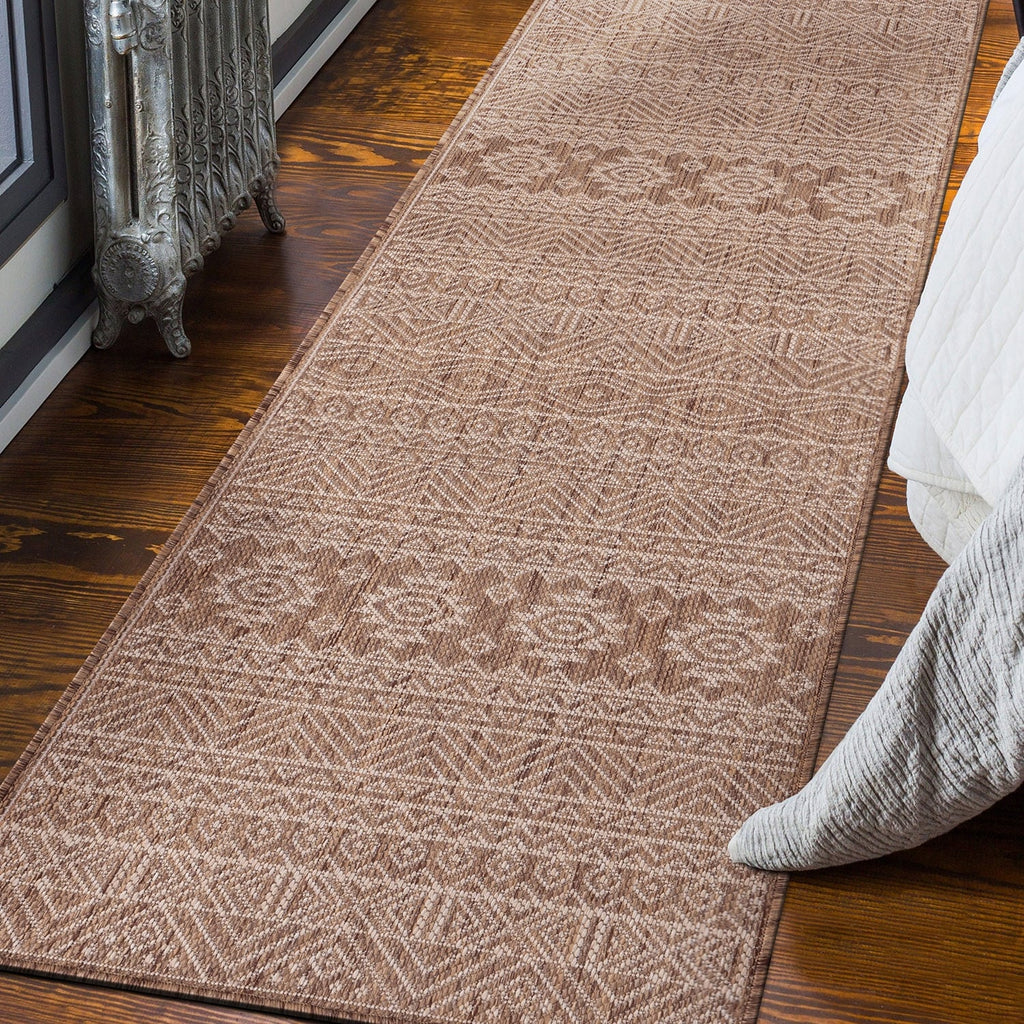 Tapis d'intérieur/extérieur texturé à motif géométrique bohème vieilli World Rug Gallery