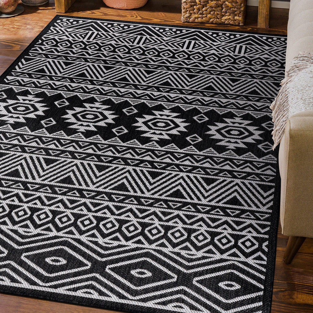 Tapis d'intérieur/extérieur texturé à motif géométrique bohème vieilli World Rug Gallery