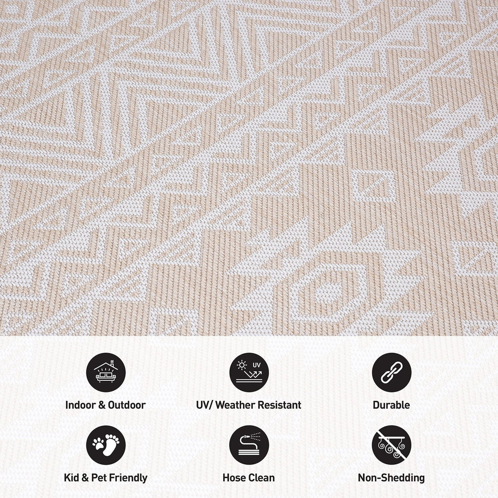 Tapis d'intérieur/extérieur texturé à motif géométrique bohème vieilli World Rug Gallery