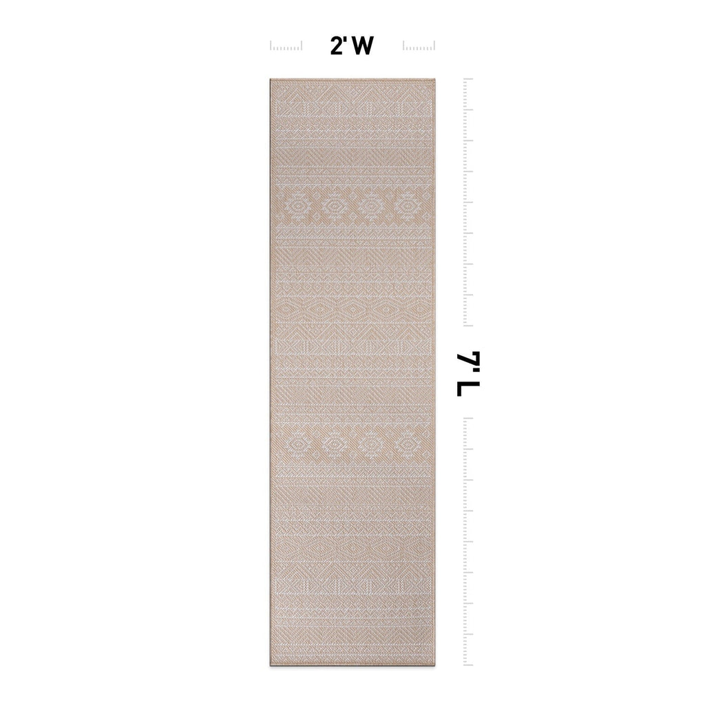 Tapis d'intérieur/extérieur texturé à motif géométrique bohème vieilli World Rug Gallery