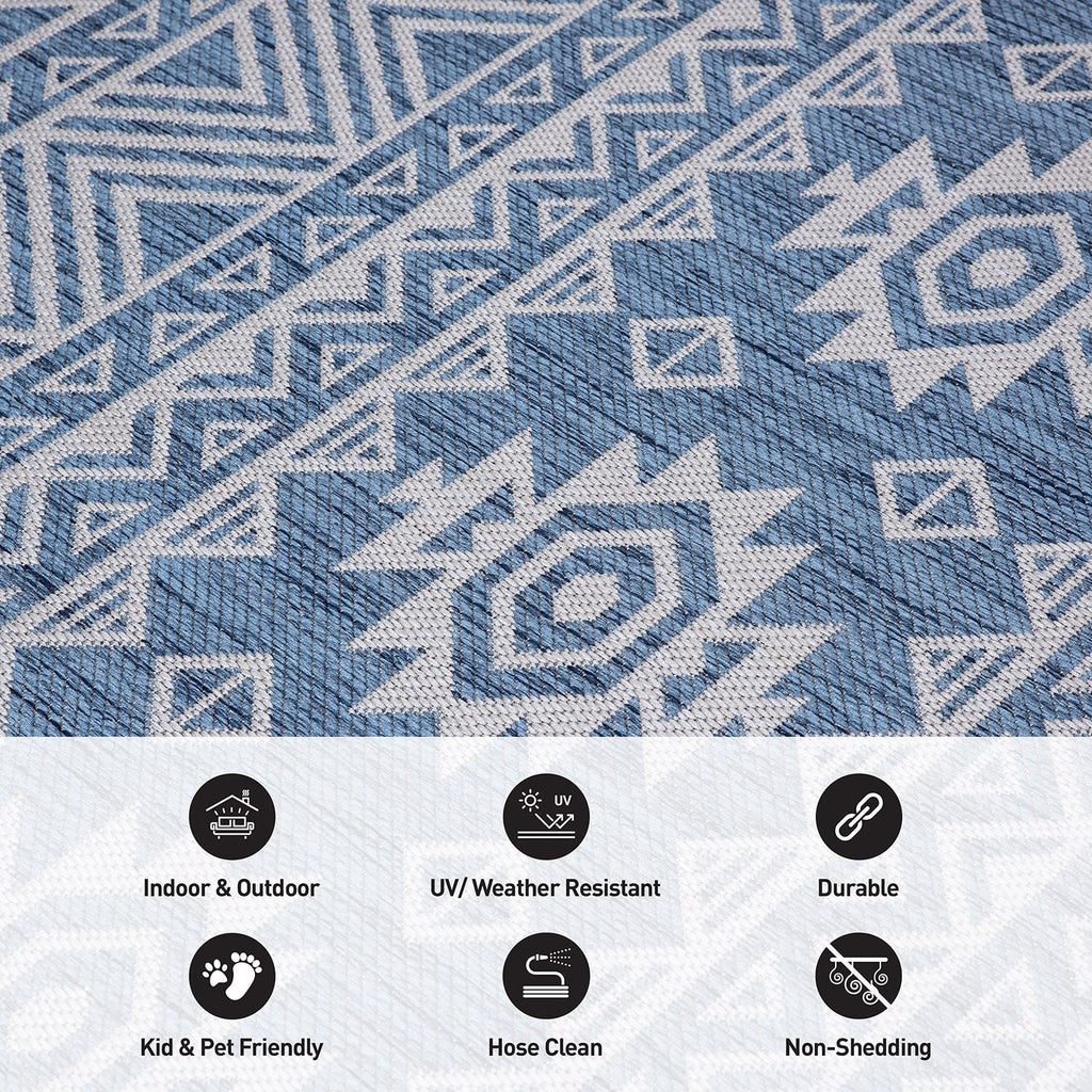 Tapis d'intérieur/extérieur texturé à motif géométrique bohème vieilli World Rug Gallery