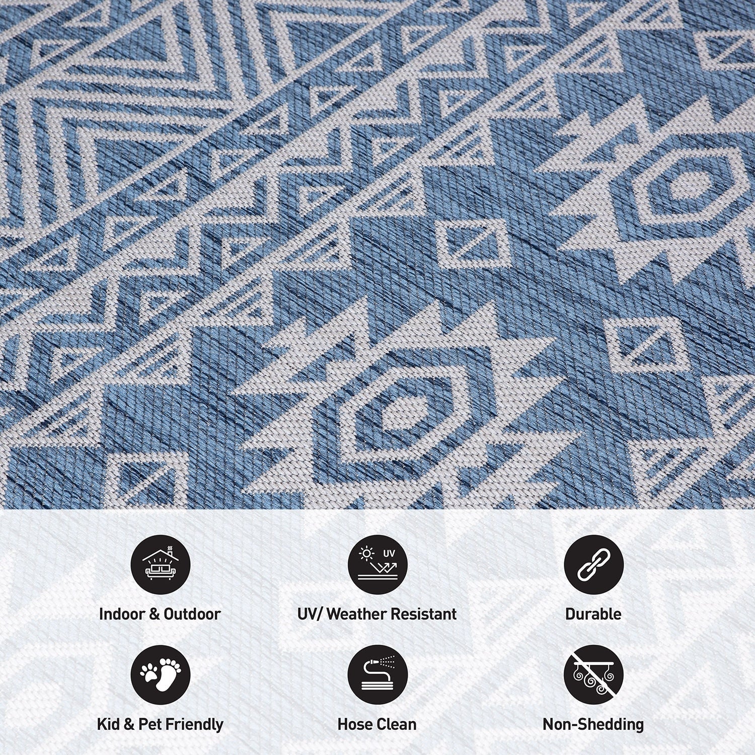 Tapis d'intérieur/extérieur texturé à motif géométrique bohème vieilli World Rug Gallery