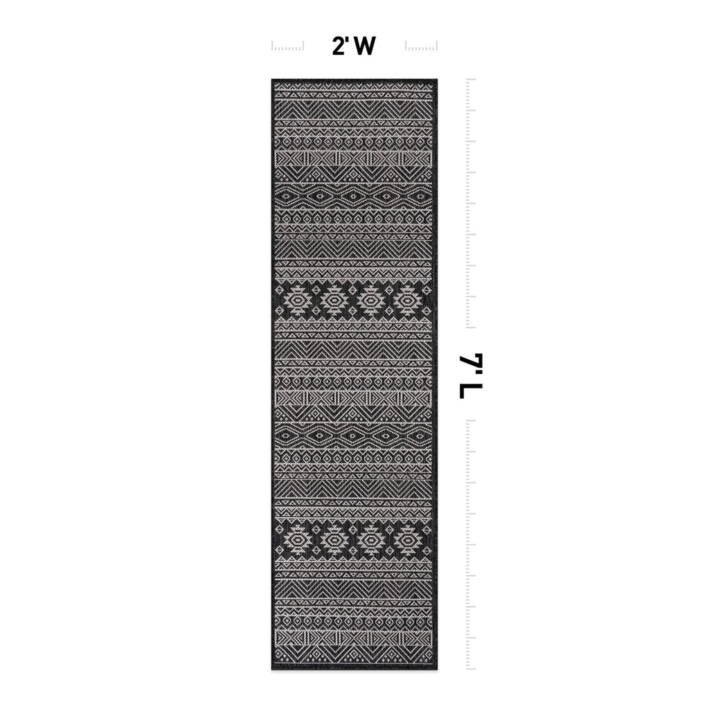 Tapis d'intérieur/extérieur texturé à motif géométrique bohème vieilli World Rug Gallery