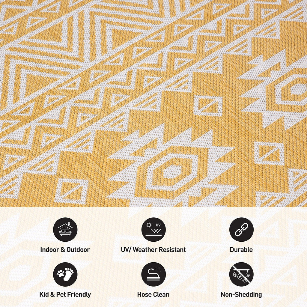 Tapis d'intérieur/extérieur texturé à motif géométrique bohème vieilli World Rug Gallery