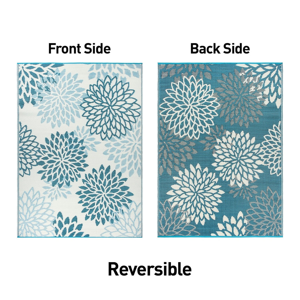 Tapis d'extérieur réversibles en plastique recyclé à motifs floraux modernes Aloha de la World Rug Gallery