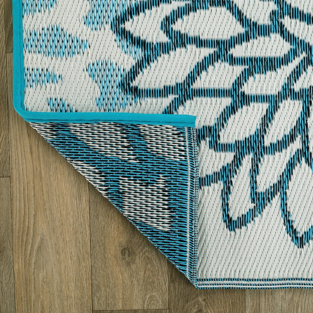Tapis d'extérieur réversibles en plastique recyclé à motifs floraux modernes Aloha de la World Rug Gallery