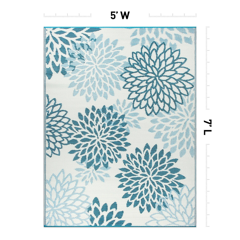 Tapis d'extérieur réversibles en plastique recyclé à motifs floraux modernes Aloha de la World Rug Gallery