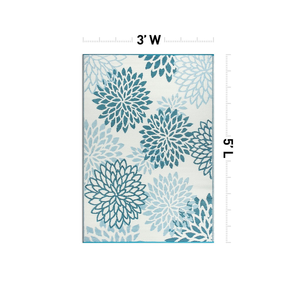 Tapis d'extérieur réversibles en plastique recyclé à motifs floraux modernes Aloha de la World Rug Gallery