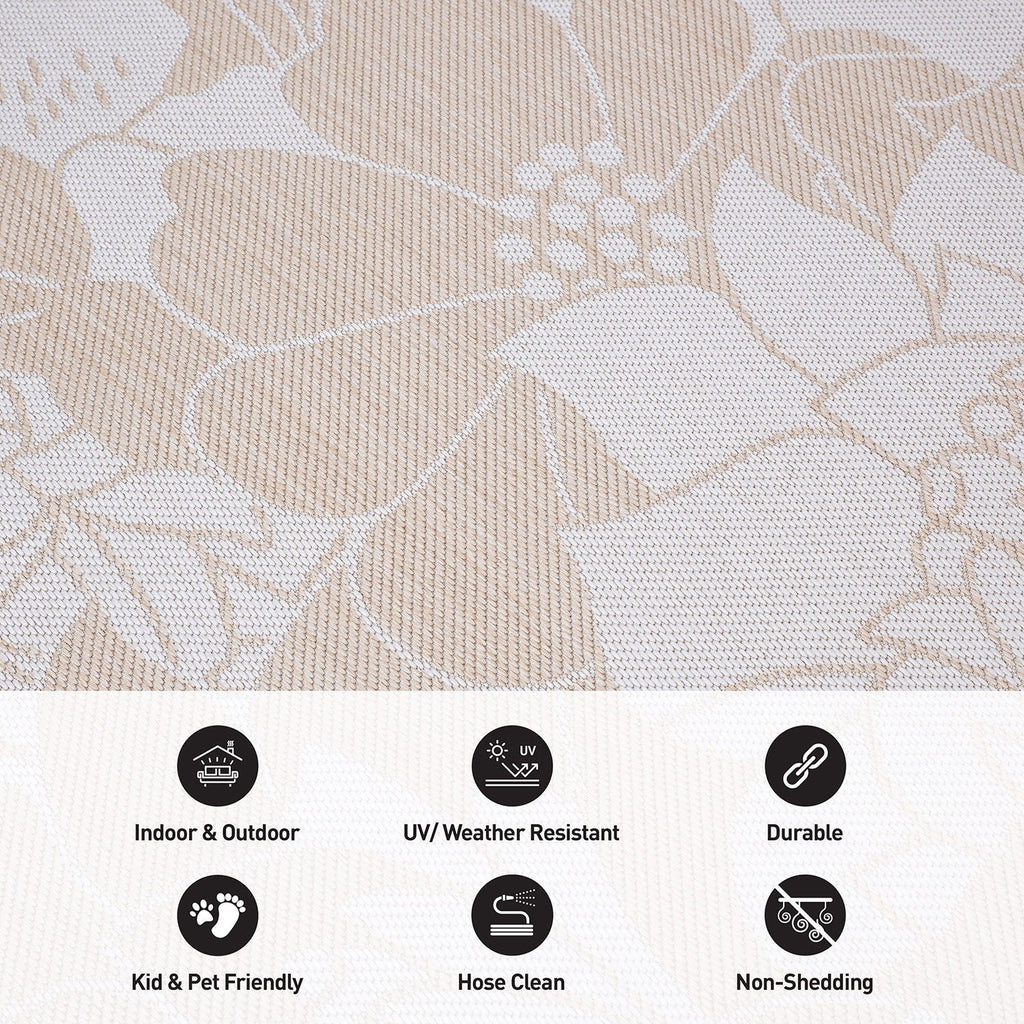 Tapis d'intérieur/extérieur texturé à motif floral moderne World Rug Gallery