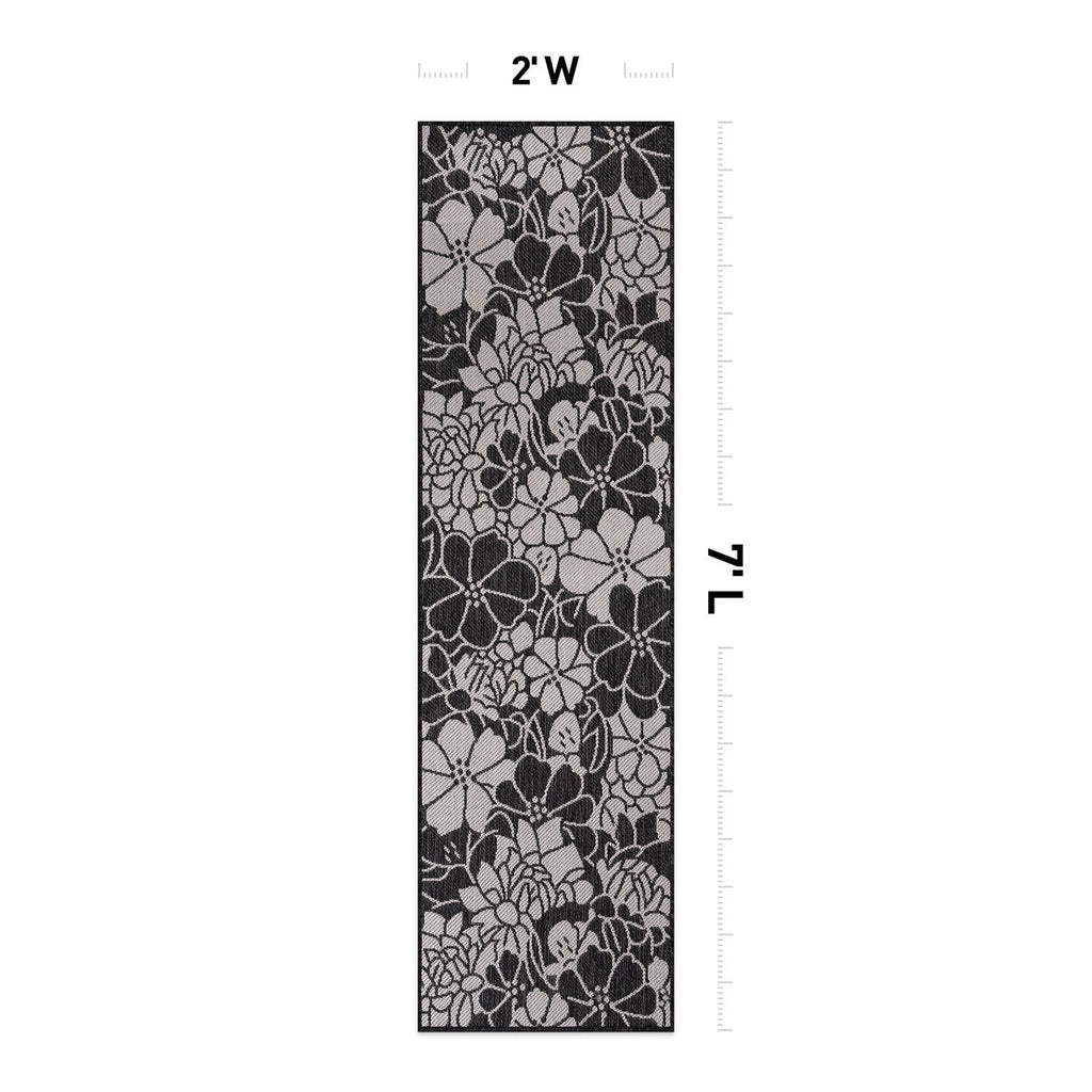 Tapis d'intérieur/extérieur texturé à motif floral moderne World Rug Gallery