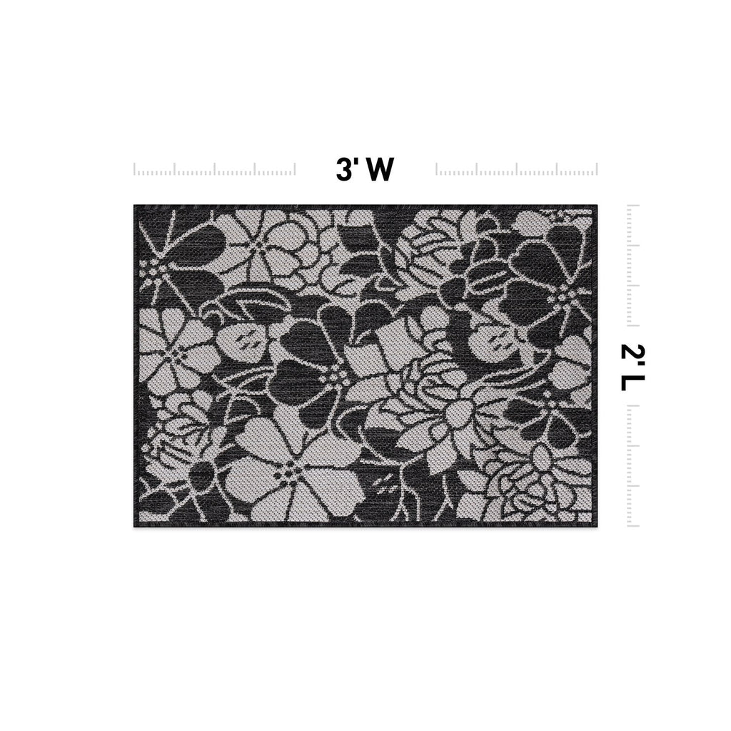 Tapis d'intérieur/extérieur texturé à motif floral moderne World Rug Gallery
