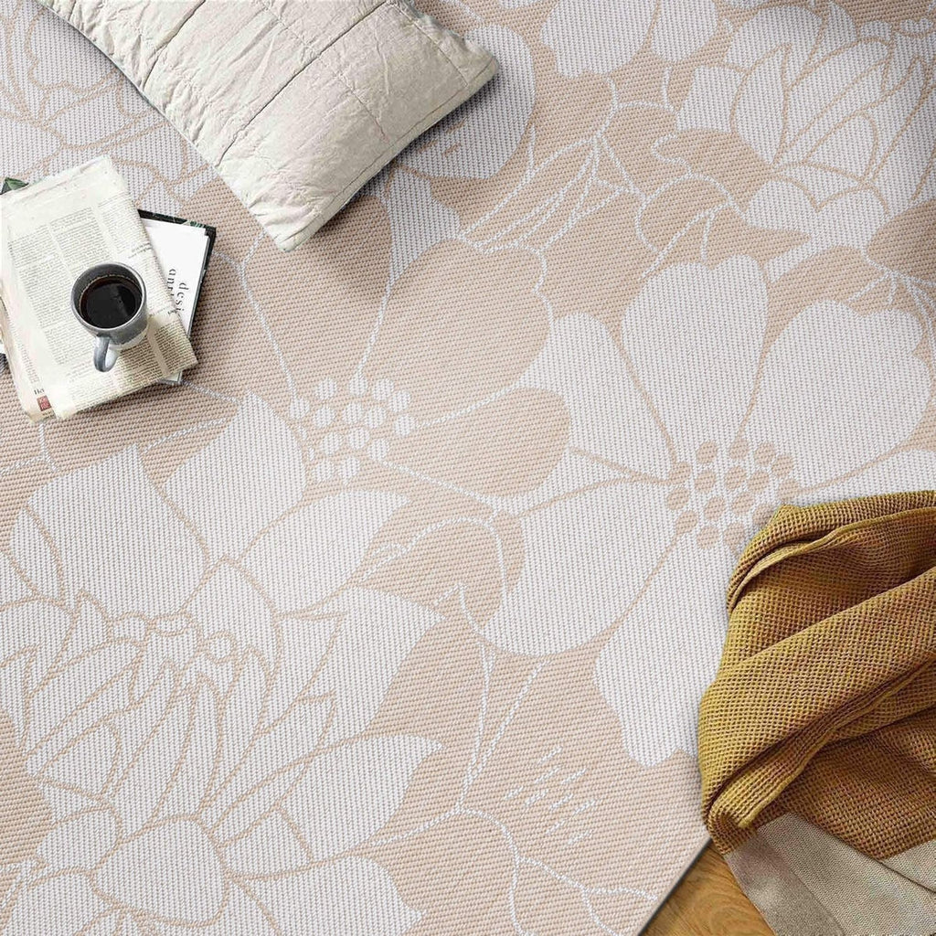 Tapis d'intérieur/extérieur texturé à motif floral moderne World Rug Gallery