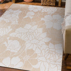 Tapis d'intérieur/extérieur texturé à motif floral moderne World Rug Gallery