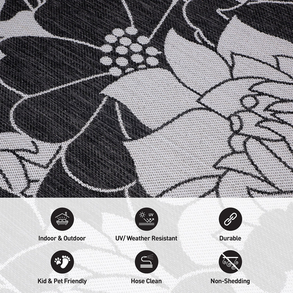 Tapis d'intérieur/extérieur texturé à motif floral moderne World Rug Gallery