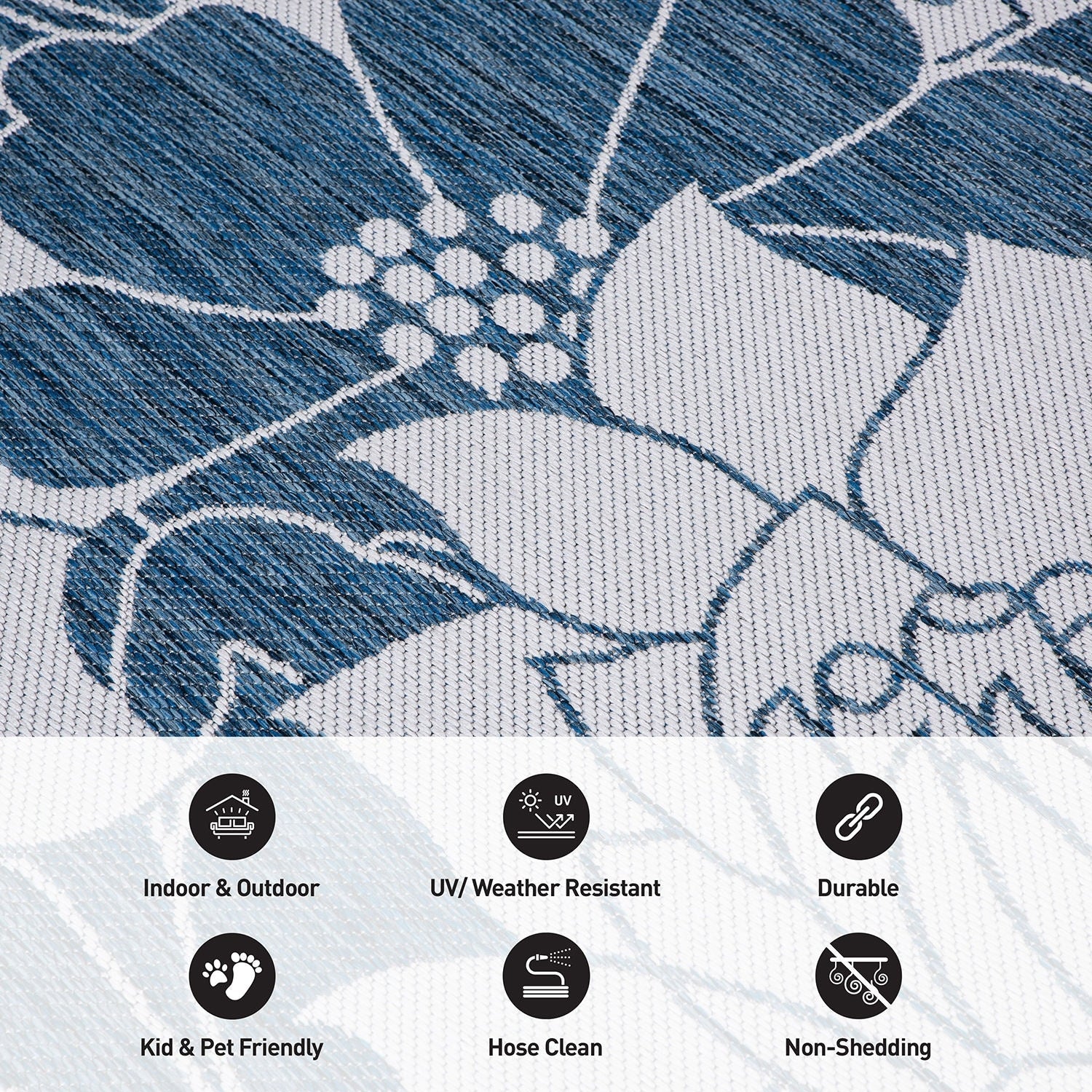 Tapis d'intérieur/extérieur texturé à motif floral moderne World Rug Gallery