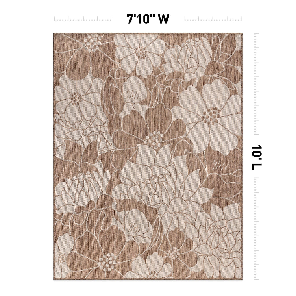 Tapis d'intérieur/extérieur texturé à motif floral moderne World Rug Gallery