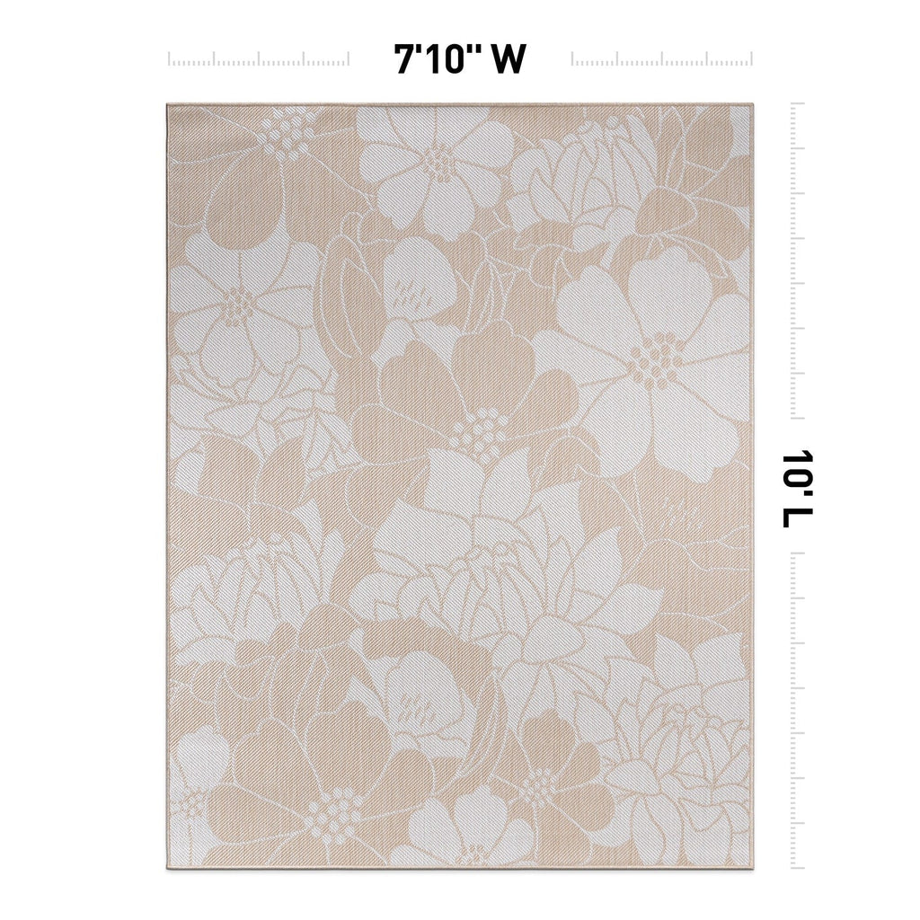 Tapis d'intérieur/extérieur texturé à motif floral moderne World Rug Gallery