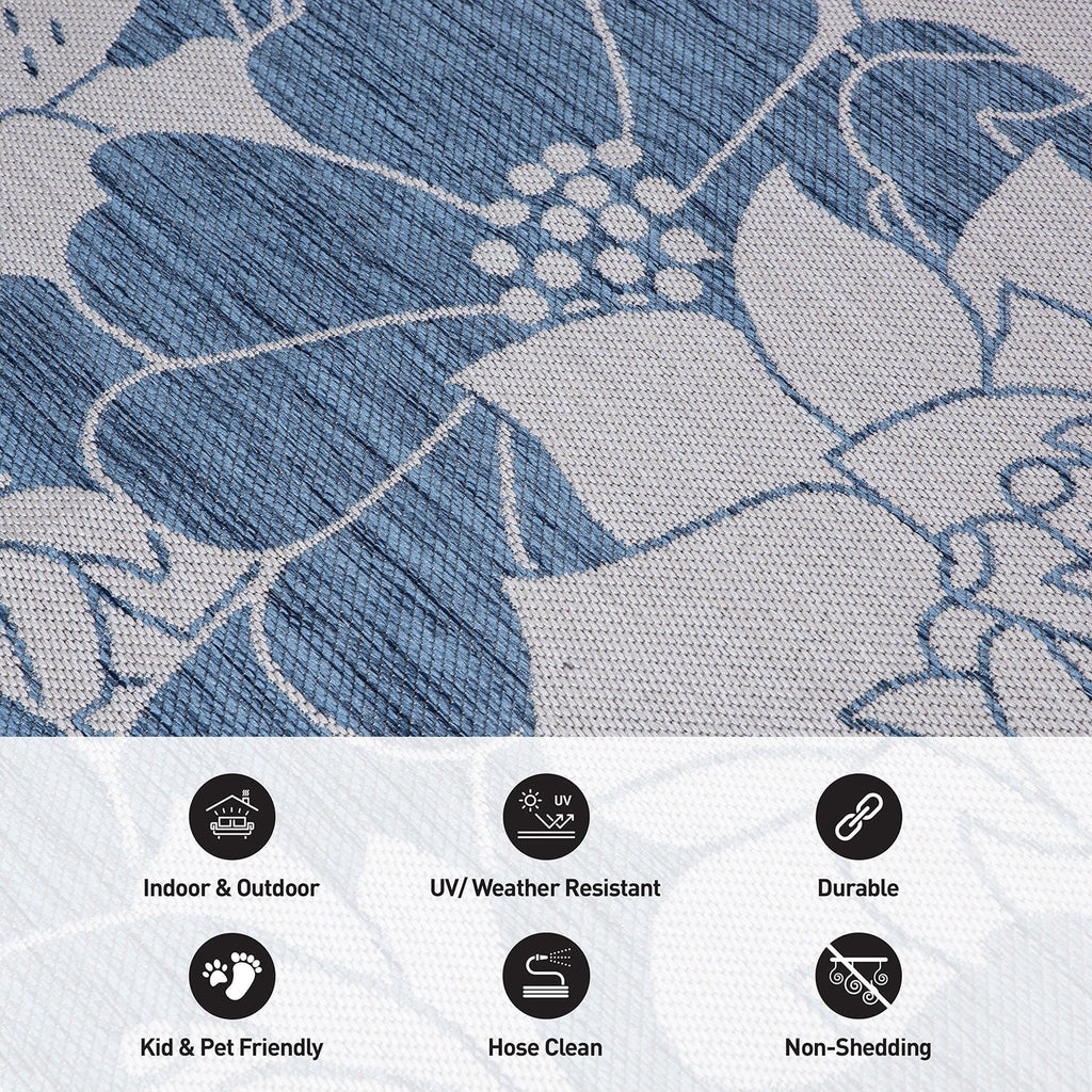 Tapis d'intérieur/extérieur texturé à motif floral moderne World Rug Gallery