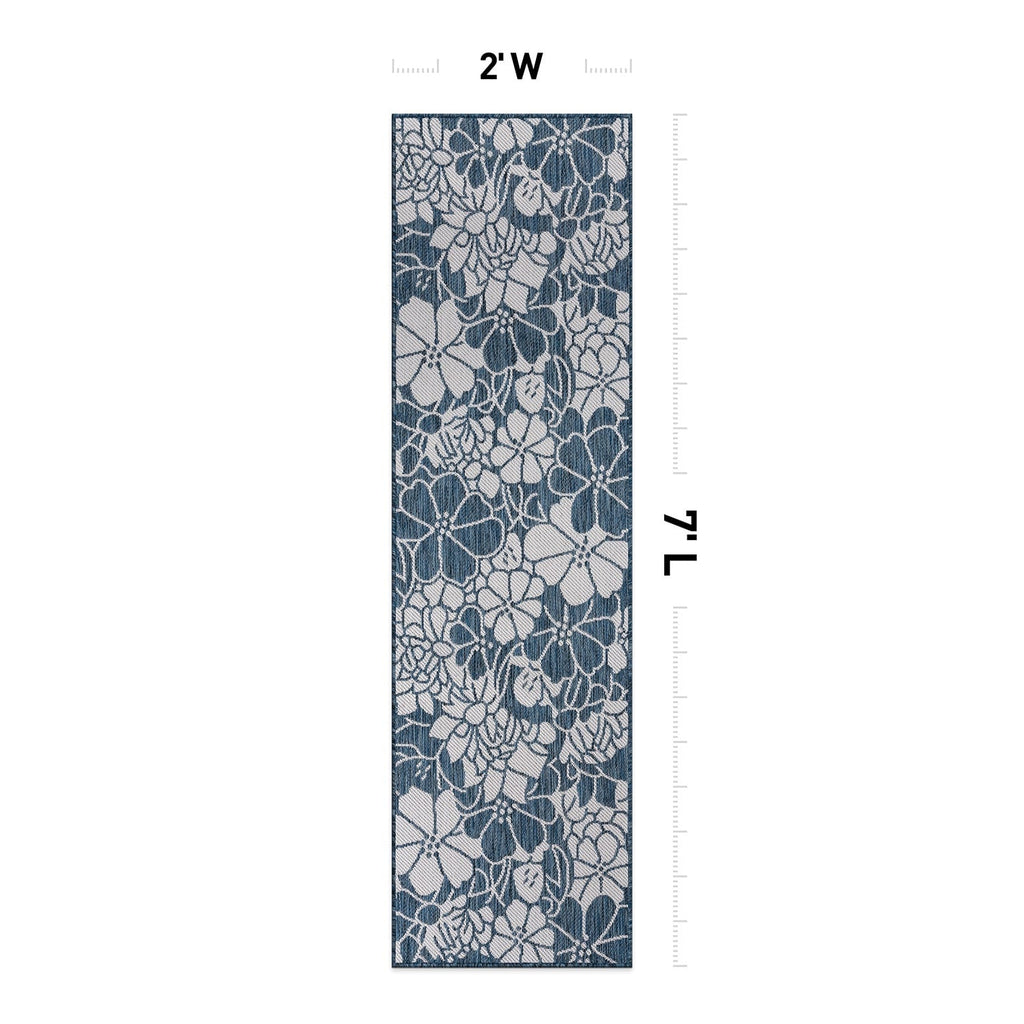 Tapis d'intérieur/extérieur texturé à motif floral moderne World Rug Gallery