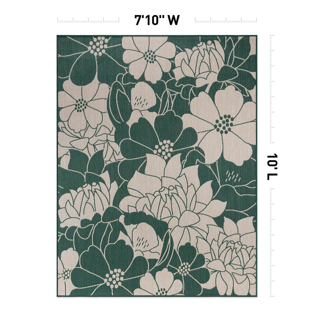 Tapis d'intérieur/extérieur texturé à motif floral moderne World Rug Gallery