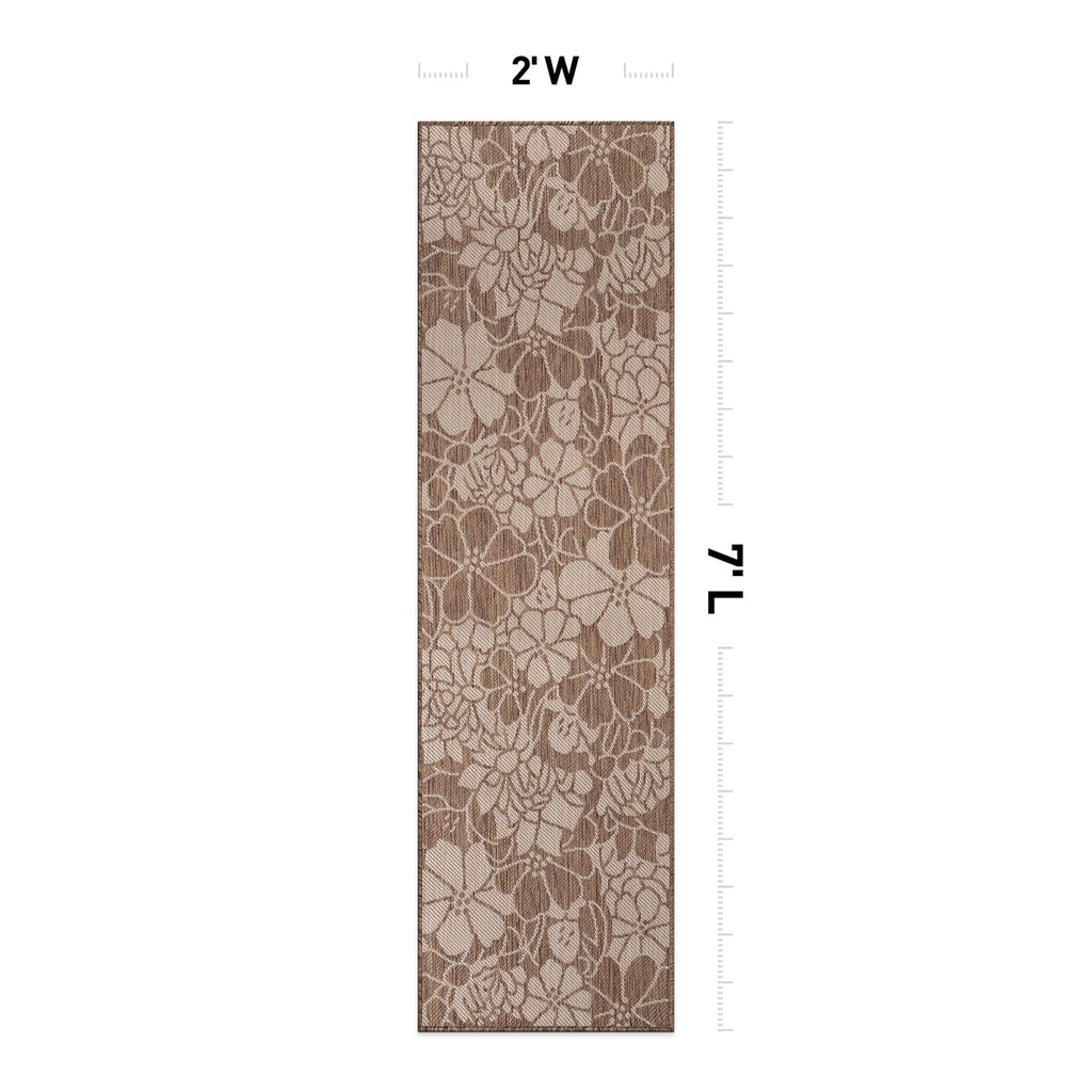 Tapis d'intérieur/extérieur texturé à motif floral moderne World Rug Gallery