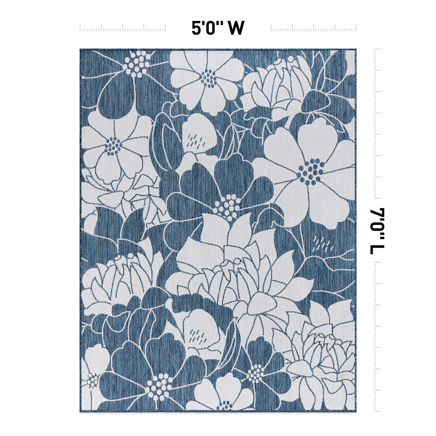 Tapis d'intérieur/extérieur texturé à motif floral moderne World Rug Gallery