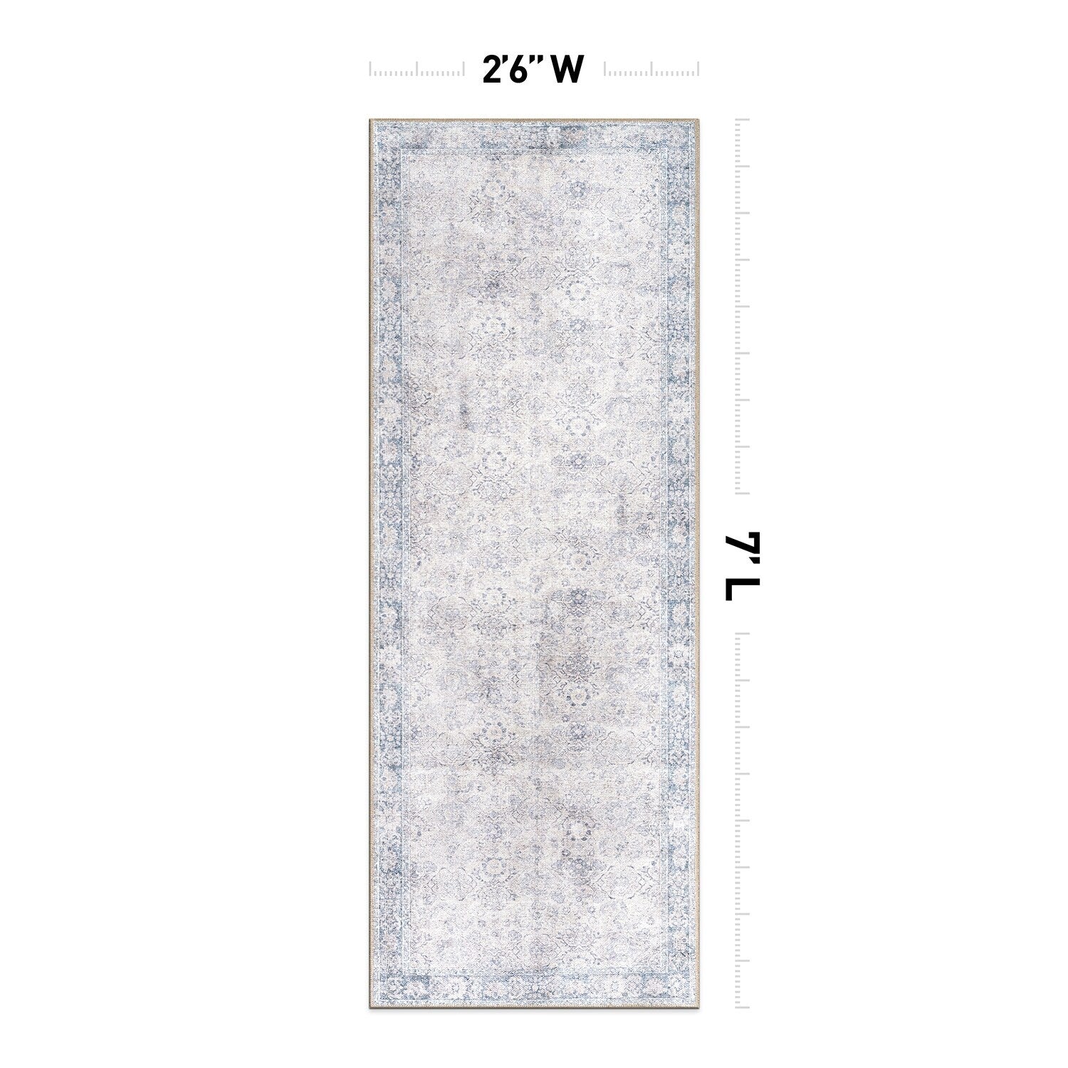 Tapis de transition World Rug Gallery, style vintage, antidérapant, lavable en machine, avec bordures