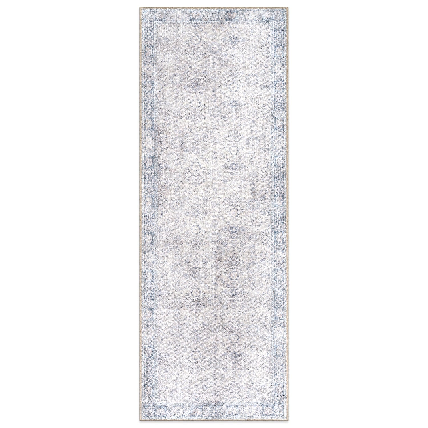 Tapis de transition World Rug Gallery, style vintage, antidérapant, lavable en machine, avec bordures