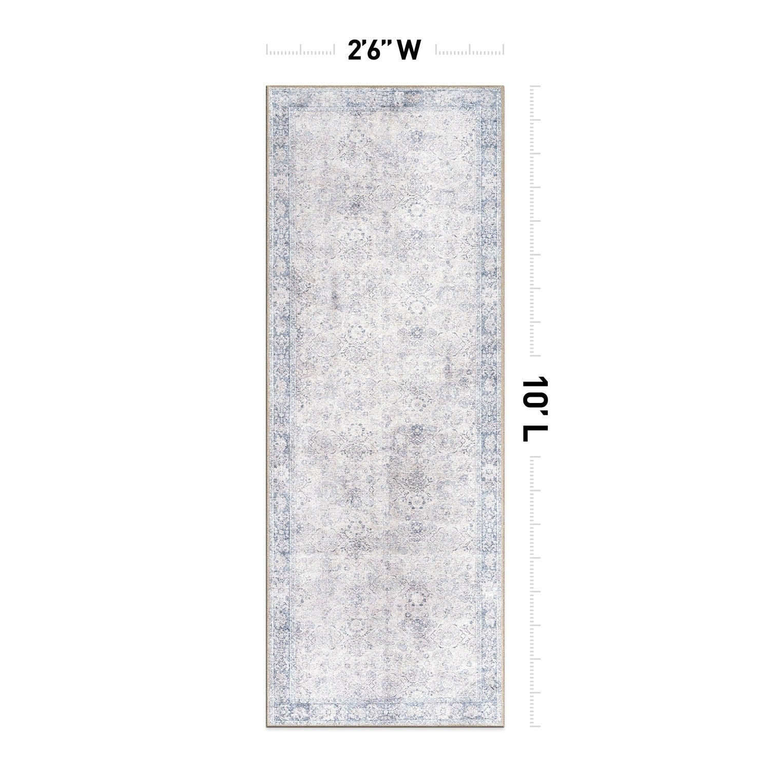 Tapis de transition World Rug Gallery, style vintage, antidérapant, lavable en machine, avec bordures