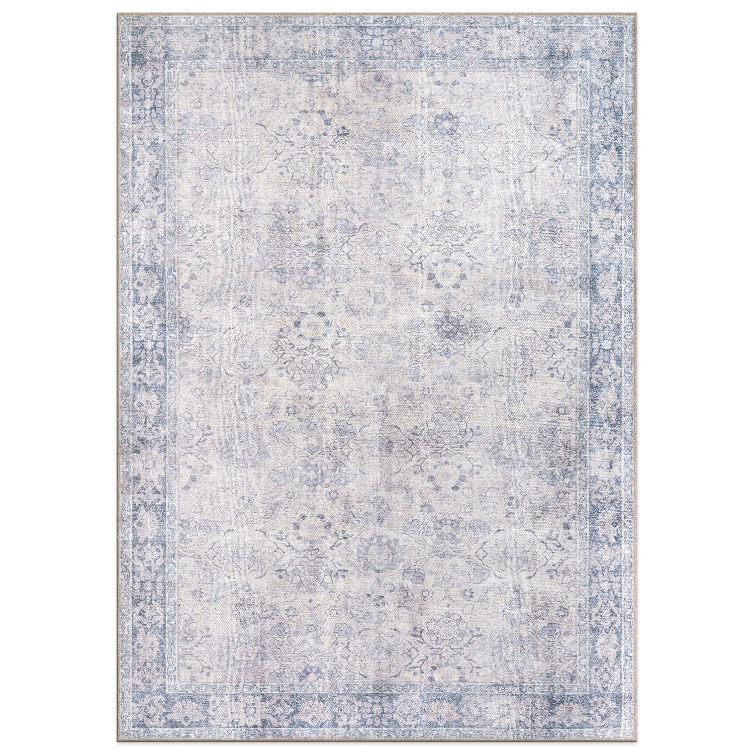 Tapis de transition World Rug Gallery, style vintage, antidérapant, lavable en machine, avec bordures