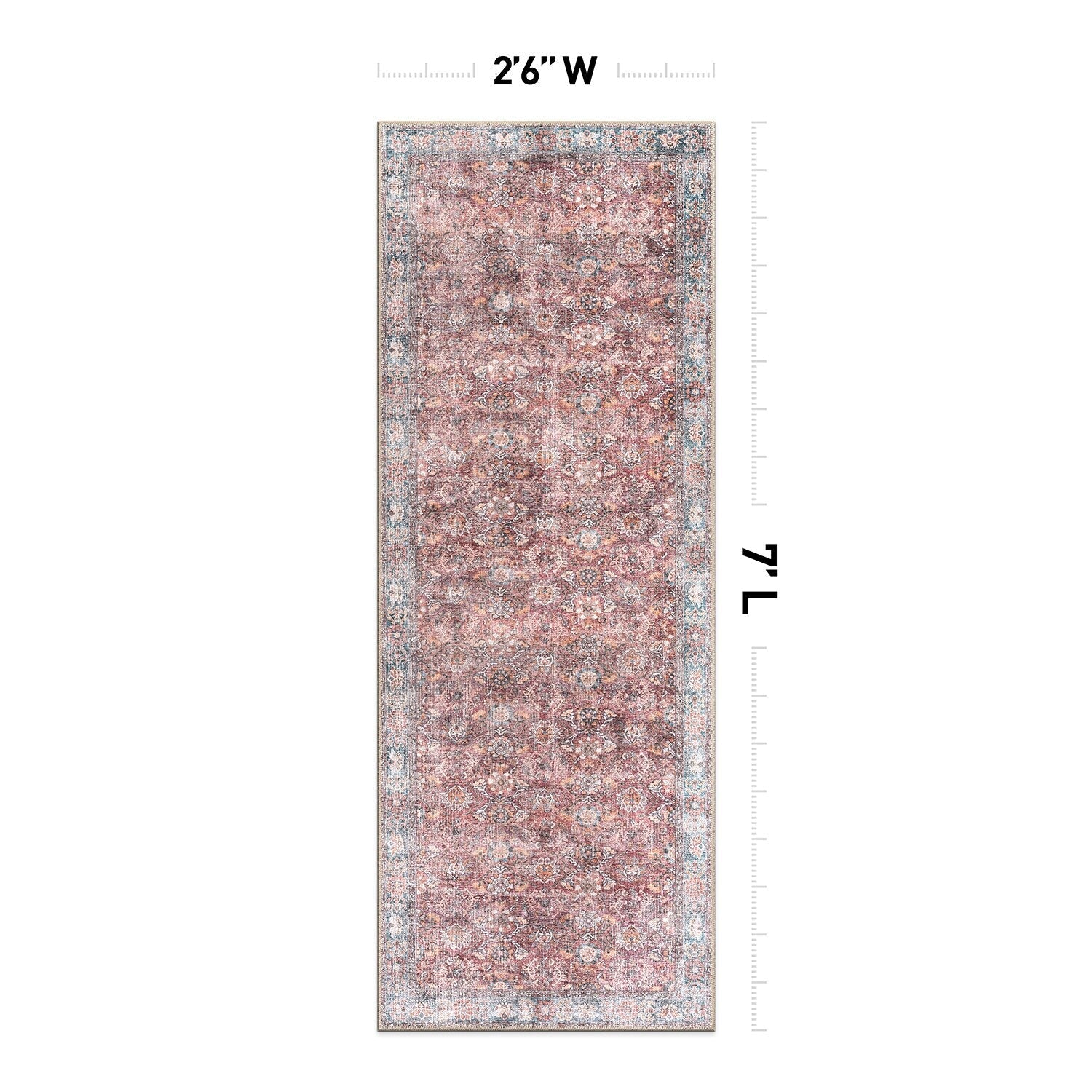 Tapis de transition World Rug Gallery, style vintage, antidérapant, lavable en machine, avec bordures